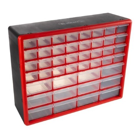 FLEMING SUPPLY 44 Drawer Storage Plastic Organizer with 12 Large and 32 Small Compartments for Desktop /Wall Mount 599134CKD